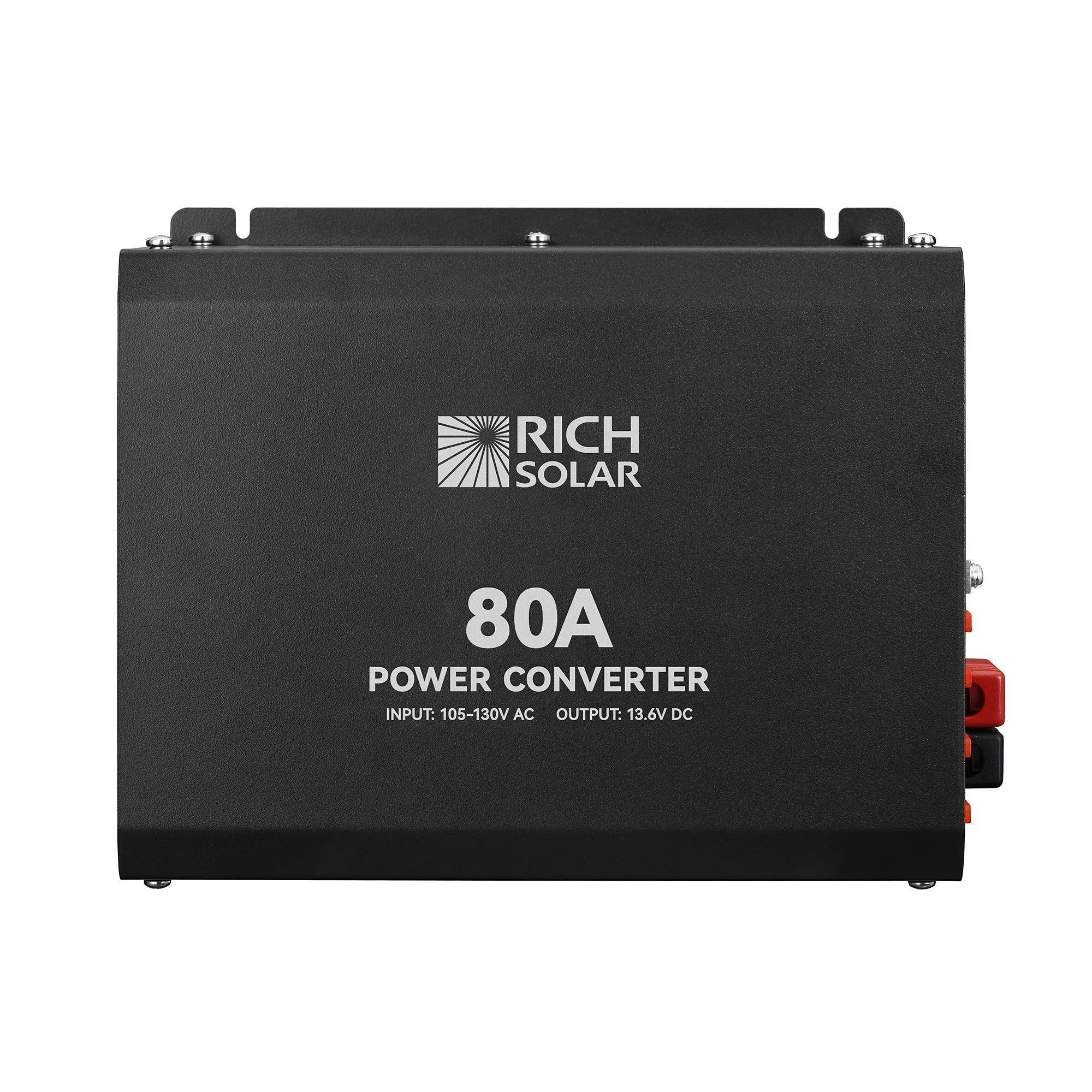 Rich Solar - 80 Amp Power Converter | 80A 120V Battery Charger | Overload, Overheat, Reverse Polarity Protection | Plug and Play