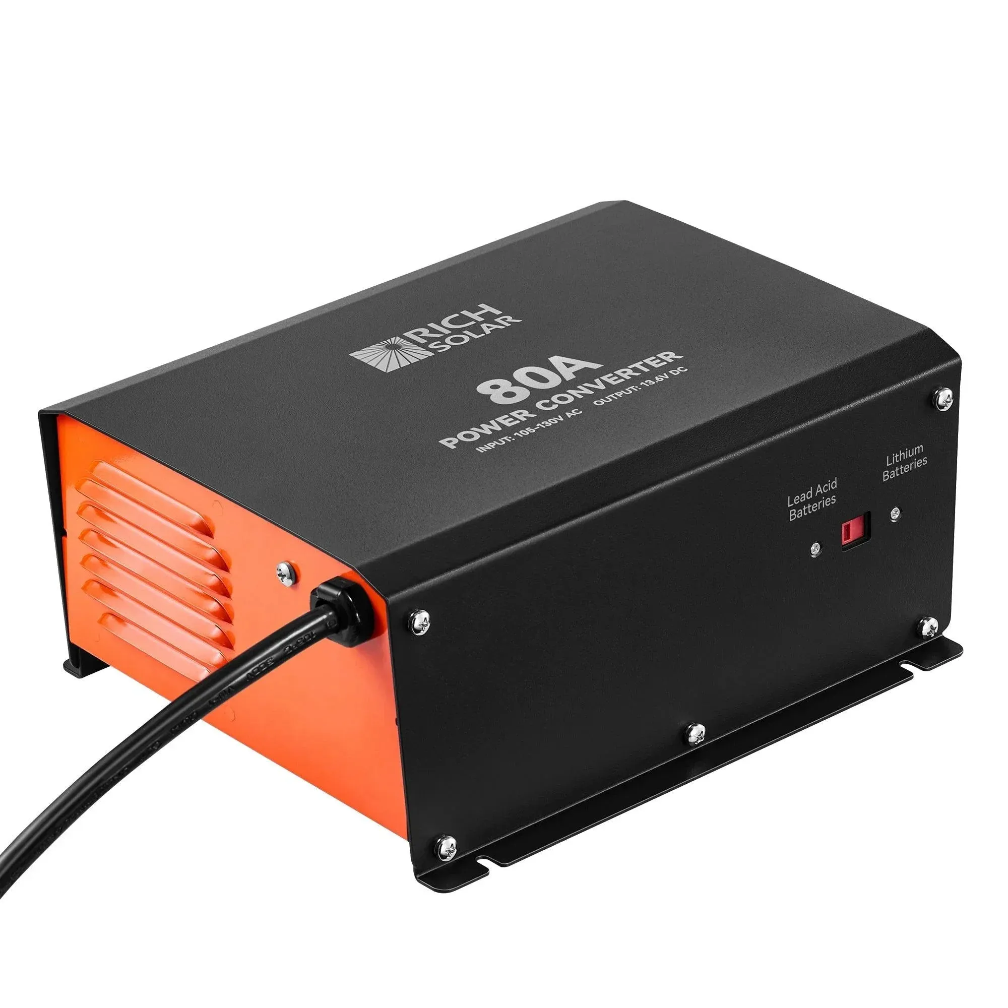 Rich Solar - 80 Amp Power Converter | 80A 120V Battery Charger | Overload, Overheat, Reverse Polarity Protection | Plug and Play