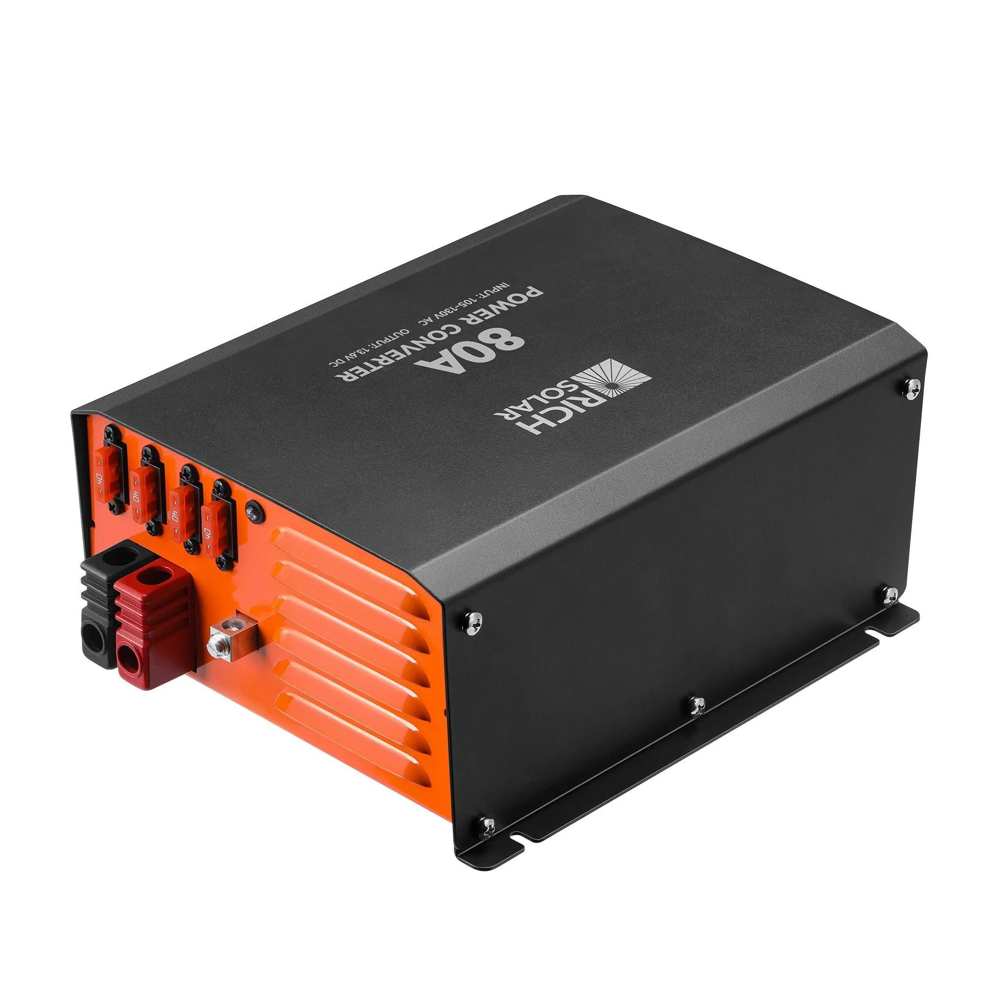 Rich Solar - 80 Amp Power Converter | 80A 120V Battery Charger | Overload, Overheat, Reverse Polarity Protection | Plug and Play