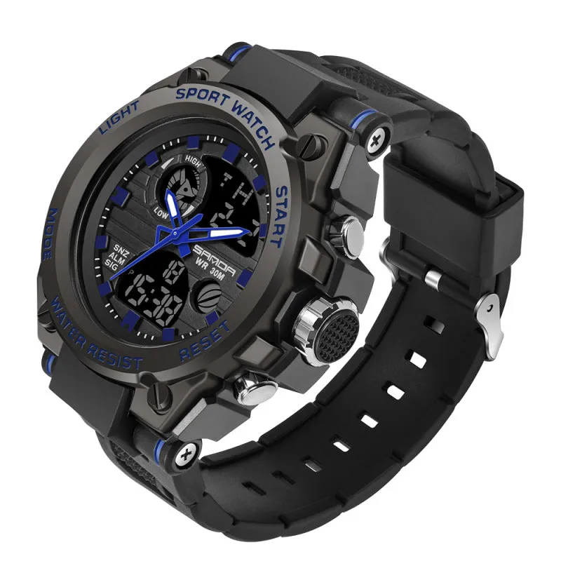 Sanda military windsome surface plate male Sanda 739 watch student fashion multi-function digital waterproof electronic watch