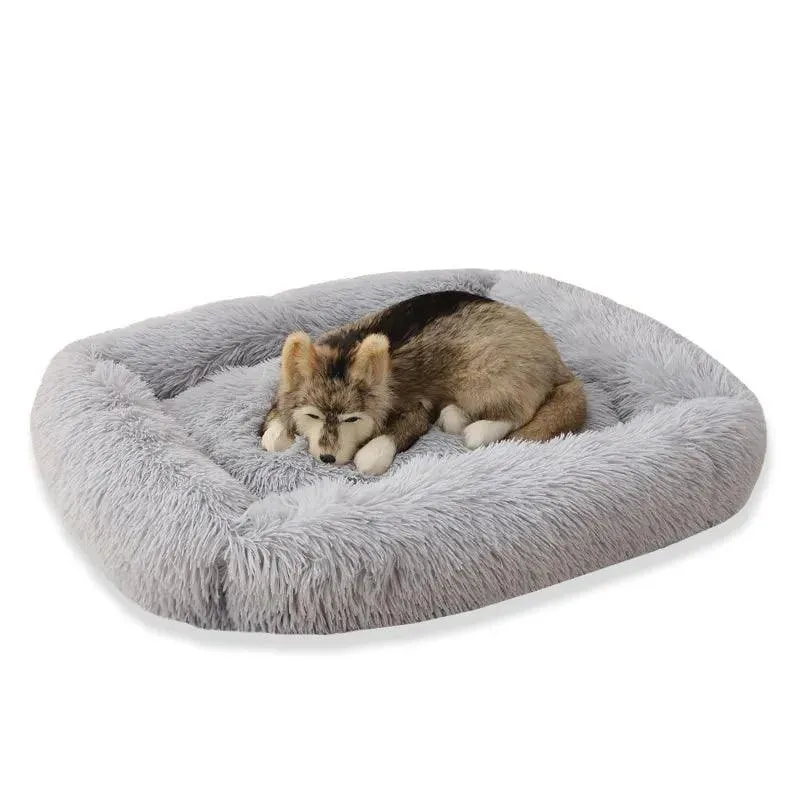 Super Soft Washable Dog Bed - Long Plush Pet Kennel & Velvet Mats for Deep Sleep