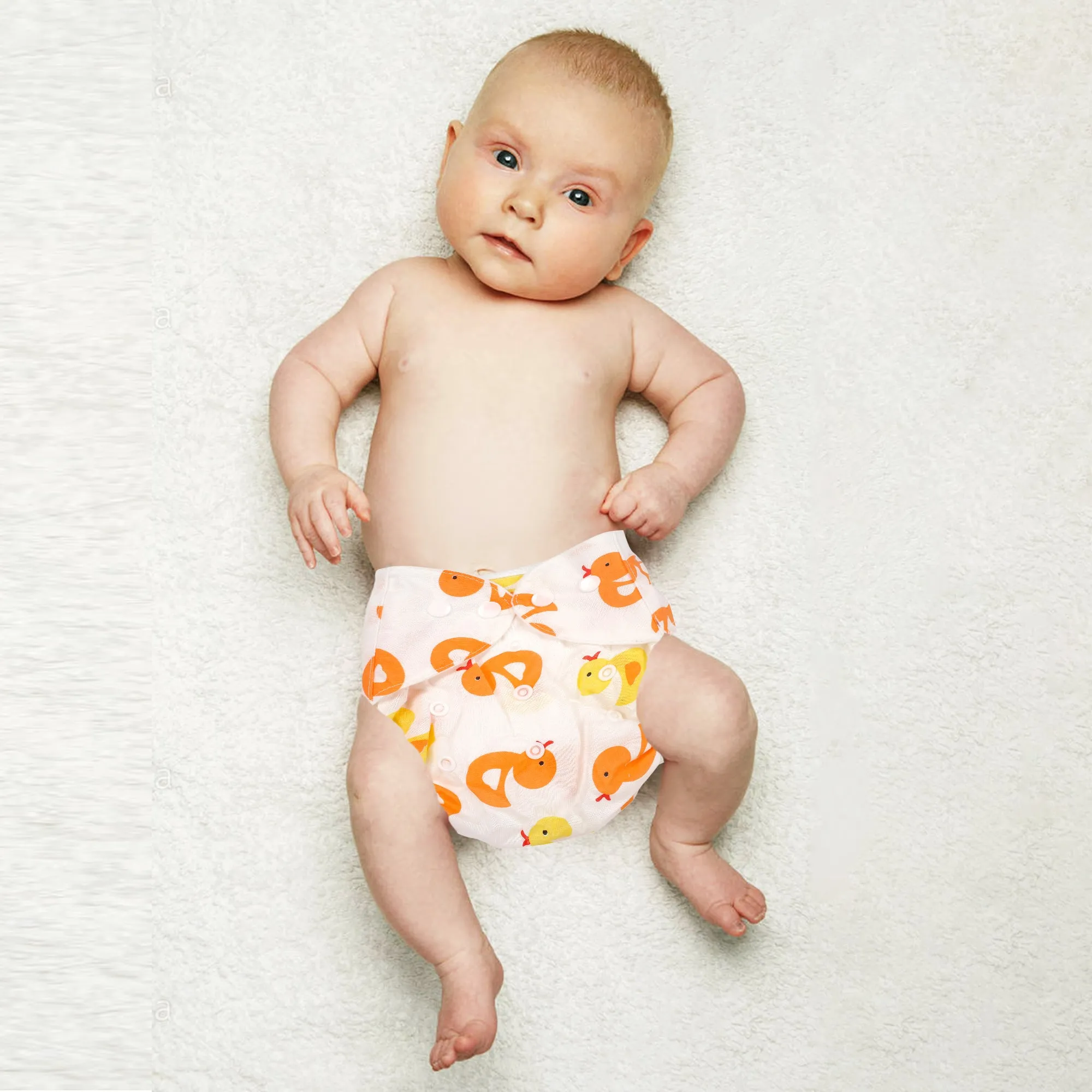 Sweet Ducklings Yellow And Orange Reusable Diaper