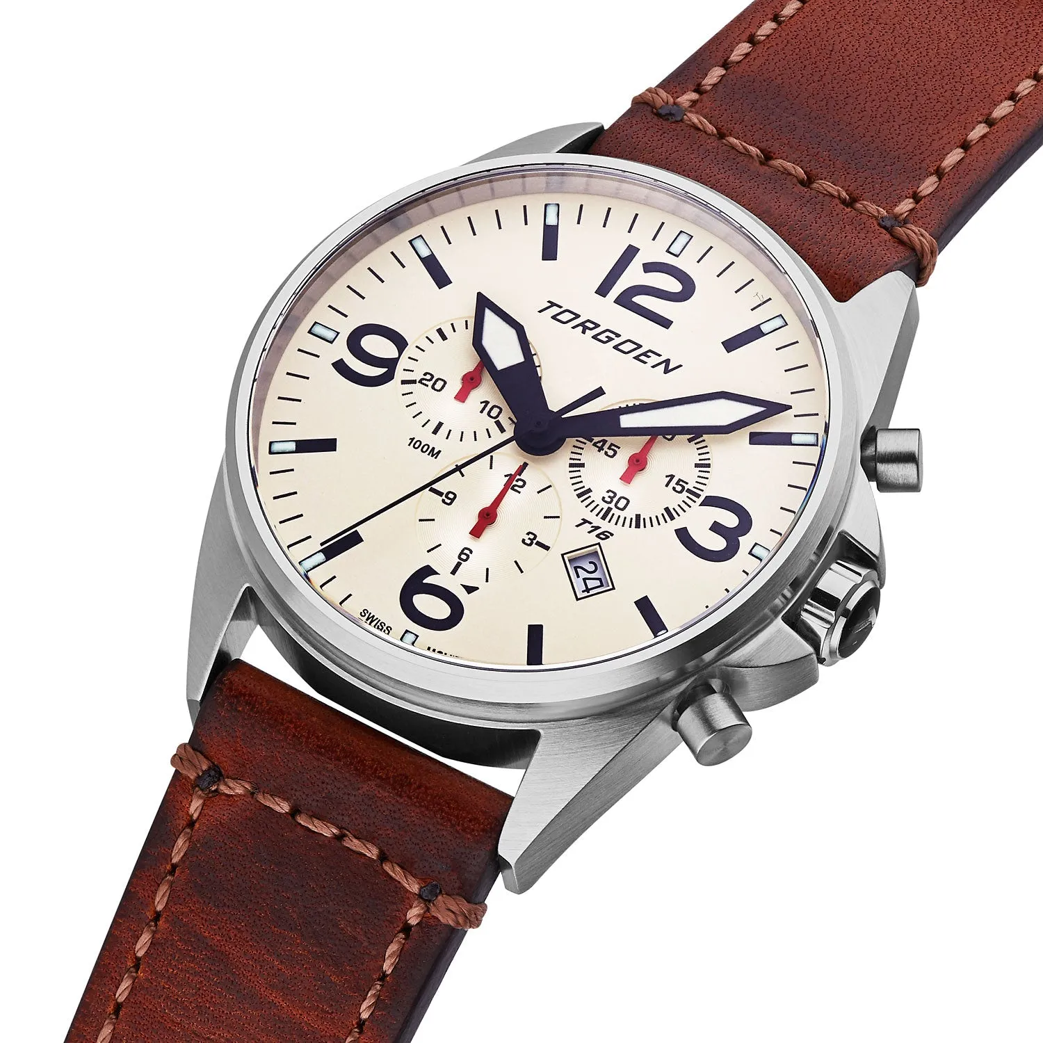 T16 Cream Sapphire | 44mm, Vintage Leather Strap