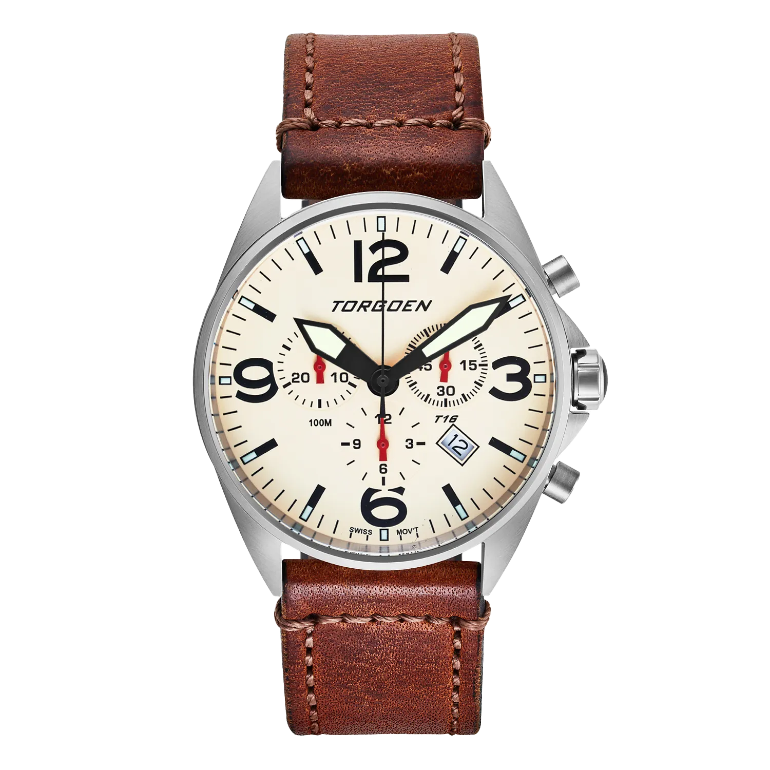 T16 Cream Sapphire | 44mm, Vintage Leather Strap