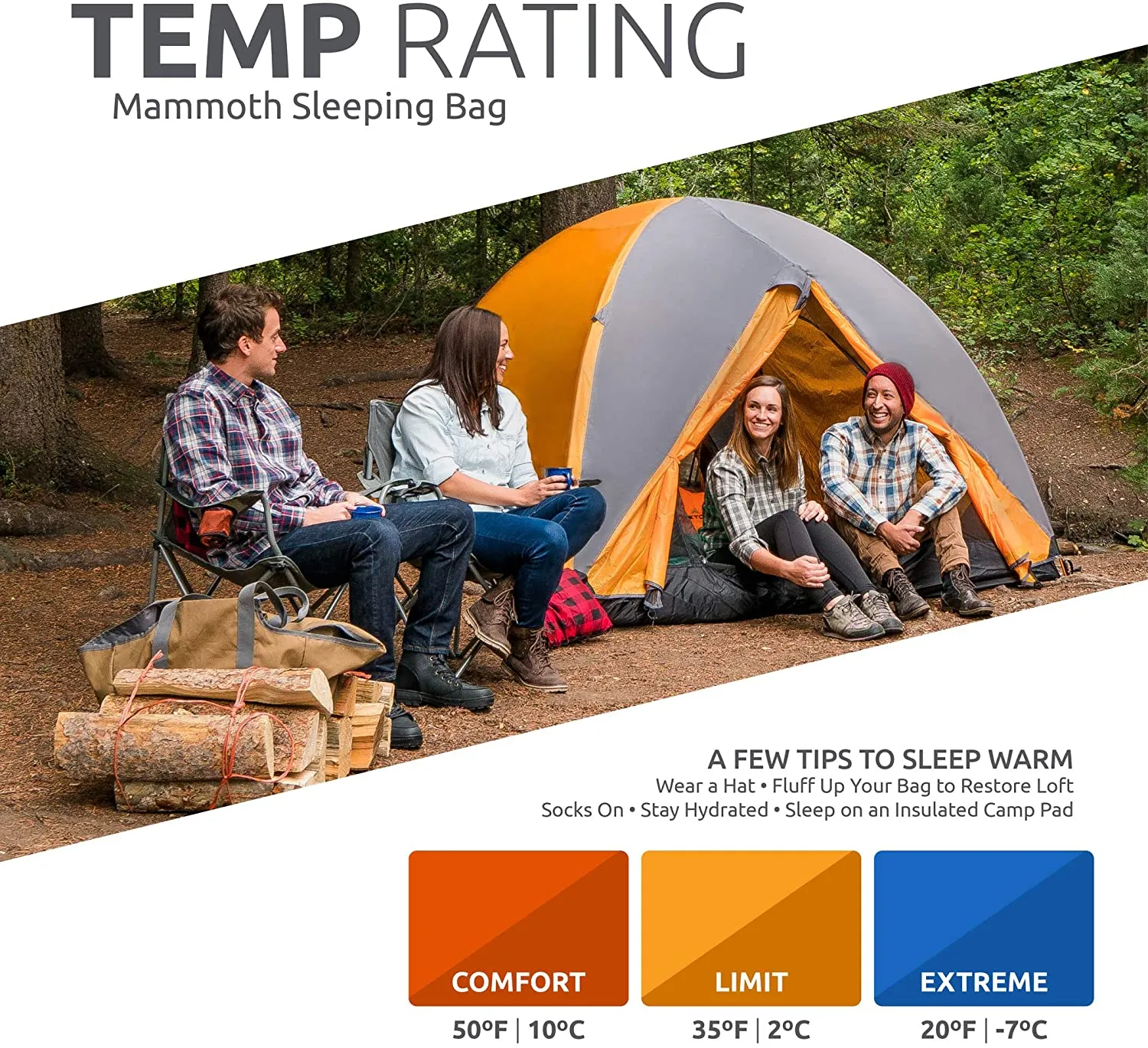 TETON Sports Mammoth Queen-Size Double Sleeping Bag; Warm and Comfortable for Family Camping