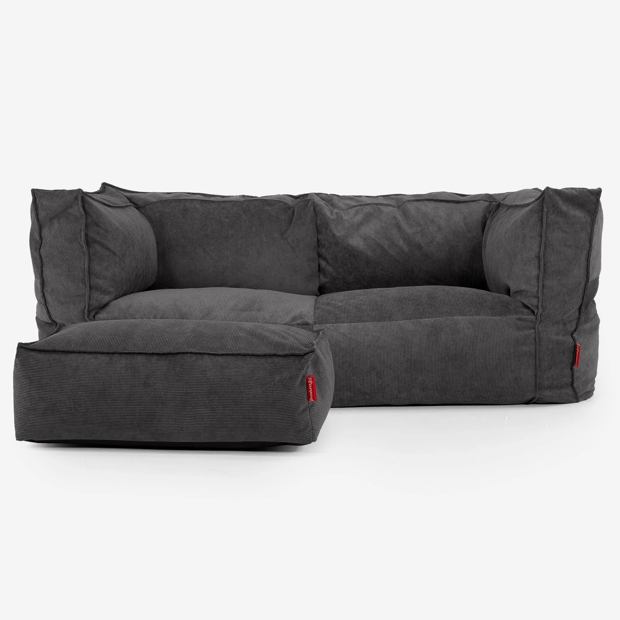 The 2 Seater Albert Sofa Bean Bag - Needlecord Charcoal