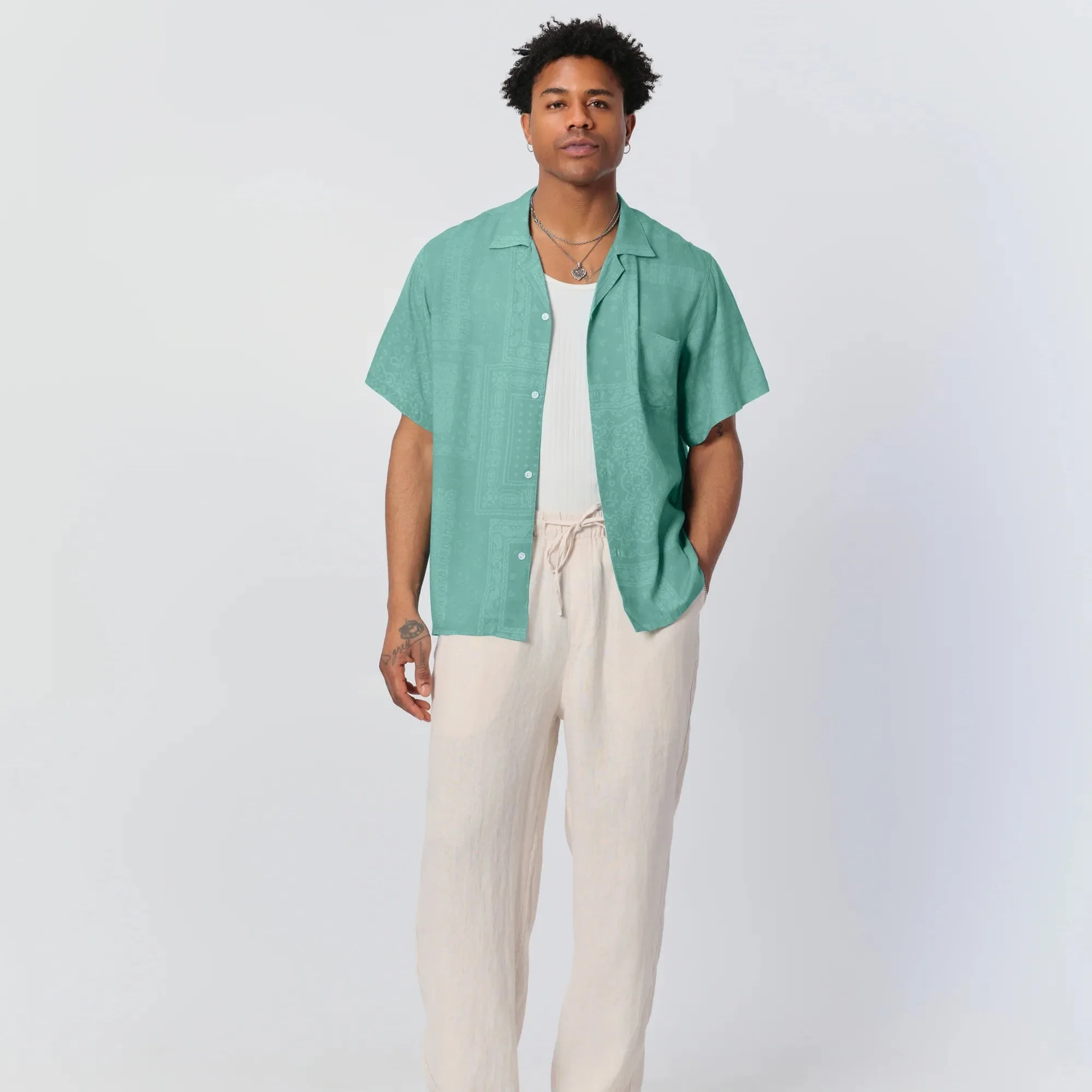 Tonal Bandana Camp Shirt