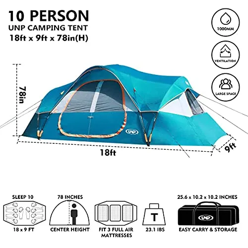 UNP Camping Tent 10-Person-Family Tents, Parties, Music Festival Tent
