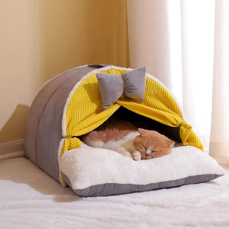 Winter Warm Cat House - Super Soft Cozy Cat Sleeping Cave, Thicken Cute Kitten Puppy Tents, Windproof Cat Bed Nest, Pet Supplies