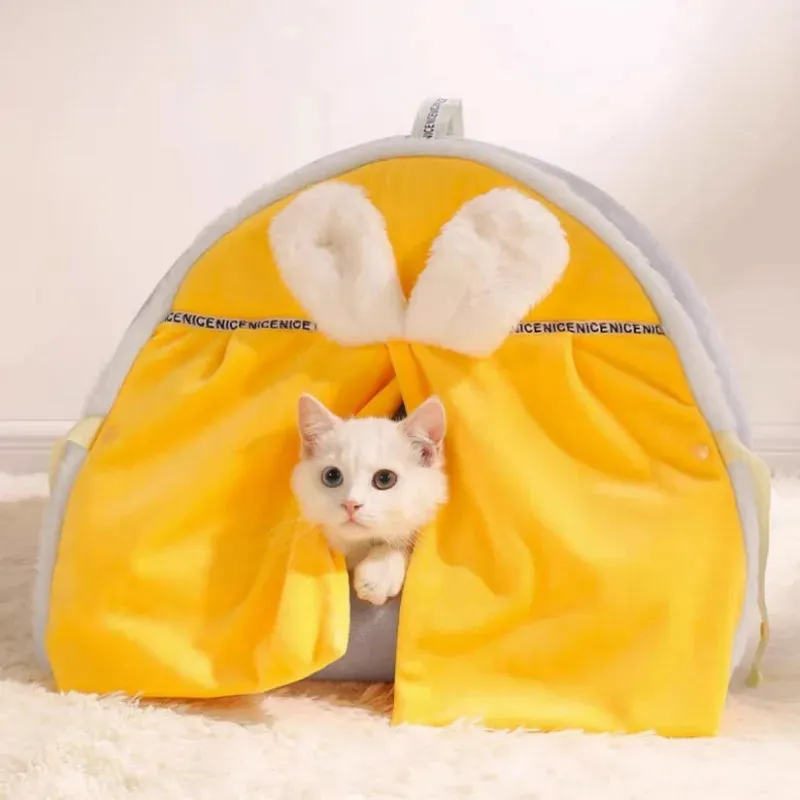 Winter Warm Cat House - Super Soft Cozy Cat Sleeping Cave, Thicken Cute Kitten Puppy Tents, Windproof Cat Bed Nest, Pet Supplies