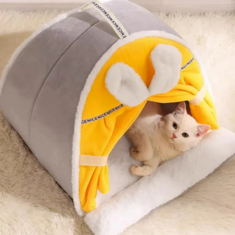 Winter Warm Cat House - Super Soft Cozy Cat Sleeping Cave, Thicken Cute Kitten Puppy Tents, Windproof Cat Bed Nest, Pet Supplies