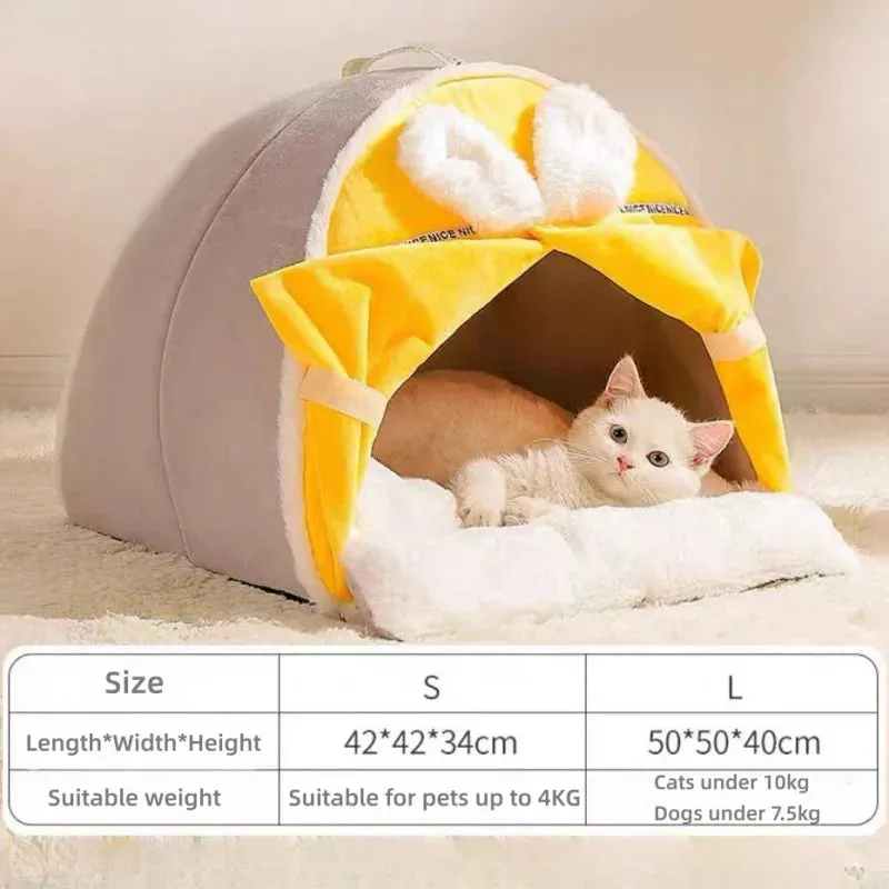 Winter Warm Cat House - Super Soft Cozy Cat Sleeping Cave, Thicken Cute Kitten Puppy Tents, Windproof Cat Bed Nest, Pet Supplies