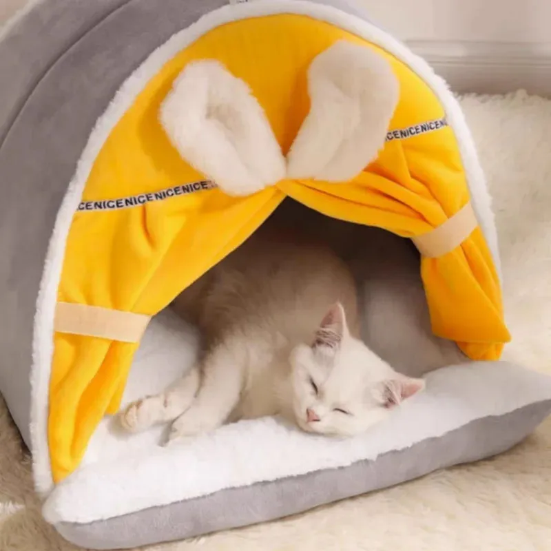 Winter Warm Cat House - Super Soft Cozy Cat Sleeping Cave, Thicken Cute Kitten Puppy Tents, Windproof Cat Bed Nest, Pet Supplies
