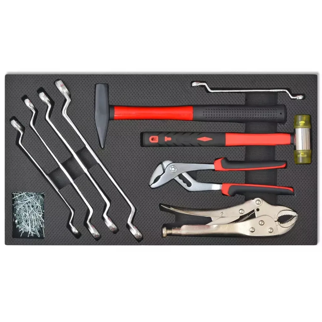 Workshop Tool Trolley with 1125 Tools Steel Red with Movable 7-drawer and Integrated Lock Tool Set Multi-Functional Toolbox