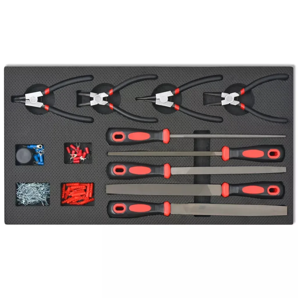 Workshop Tool Trolley with 1125 Tools Steel Red with Movable 7-drawer and Integrated Lock Tool Set Multi-Functional Toolbox
