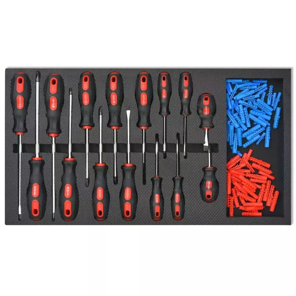 Workshop Tool Trolley with 1125 Tools Steel Red with Movable 7-drawer and Integrated Lock Tool Set Multi-Functional Toolbox